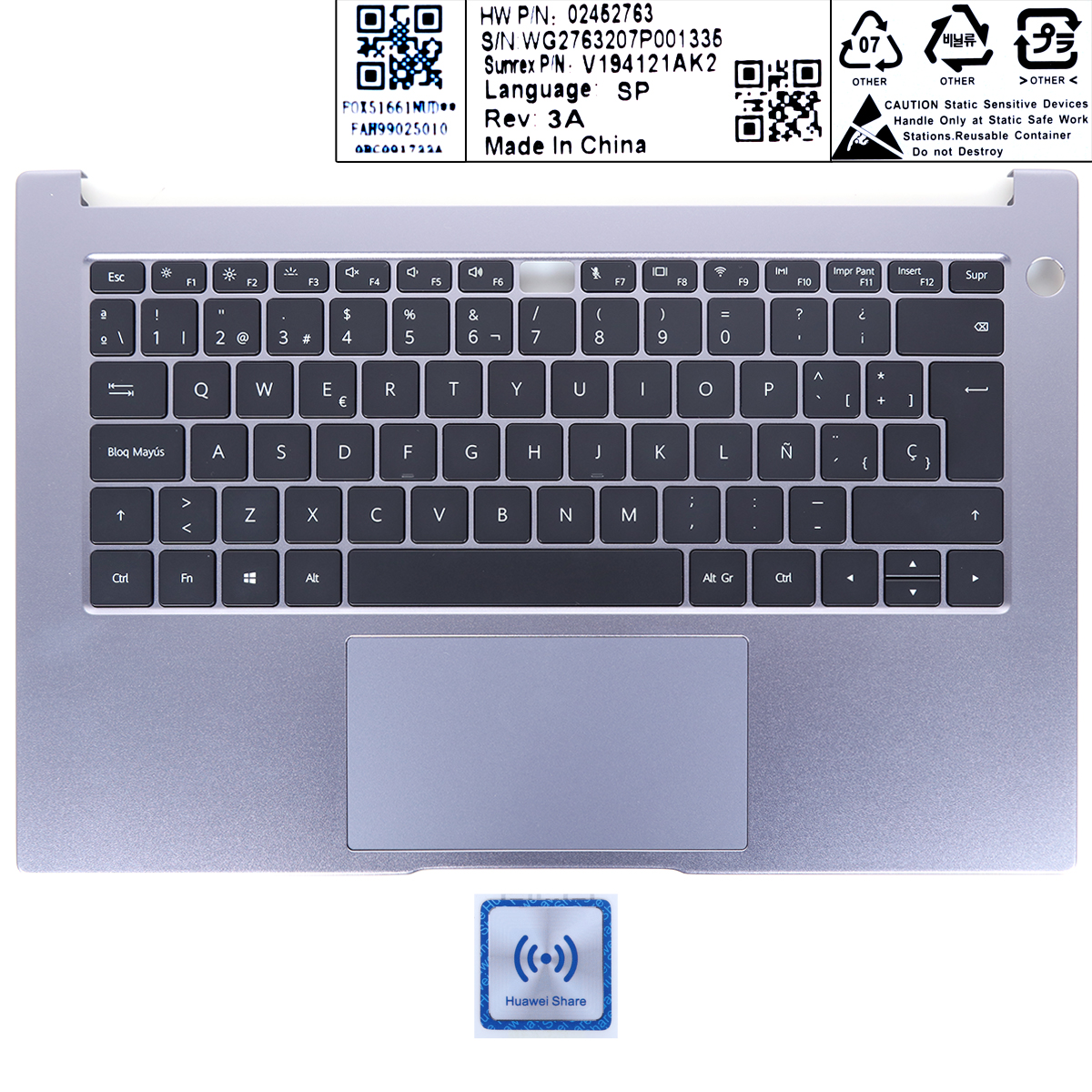 Picture of New Replacement Laptop Keyboard For HONOW MAGICBOOK 14 NBB-WAHP9 W29 Laptop Palmrest SP Keyboard with Touchpard backlit SP Layout