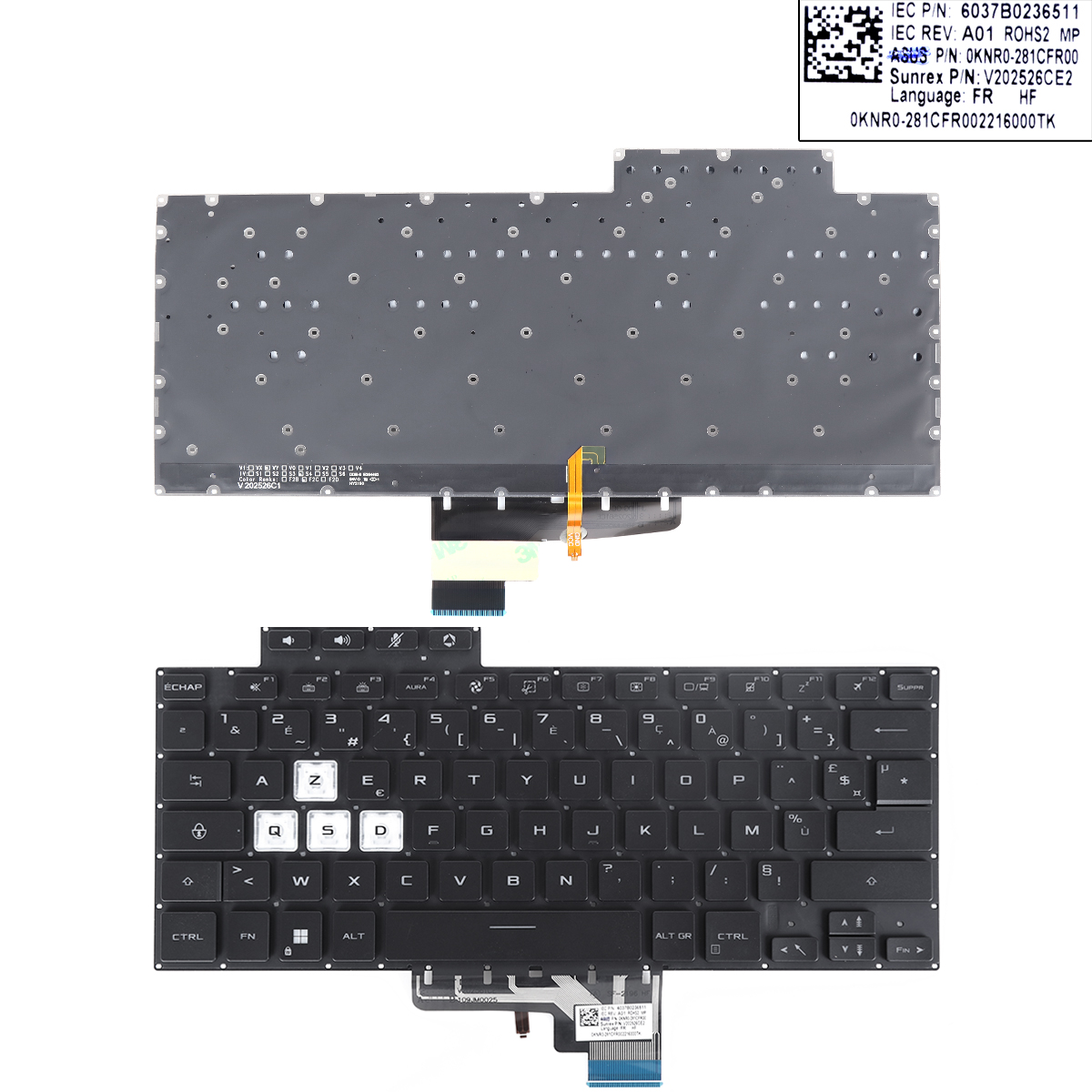 Picture of New Replacement Laptop Keyboard For ASUS TUF Air FX516 FX516P FX516PR FX516PM FA516 BLACK(backlit WIN8) FR Layout