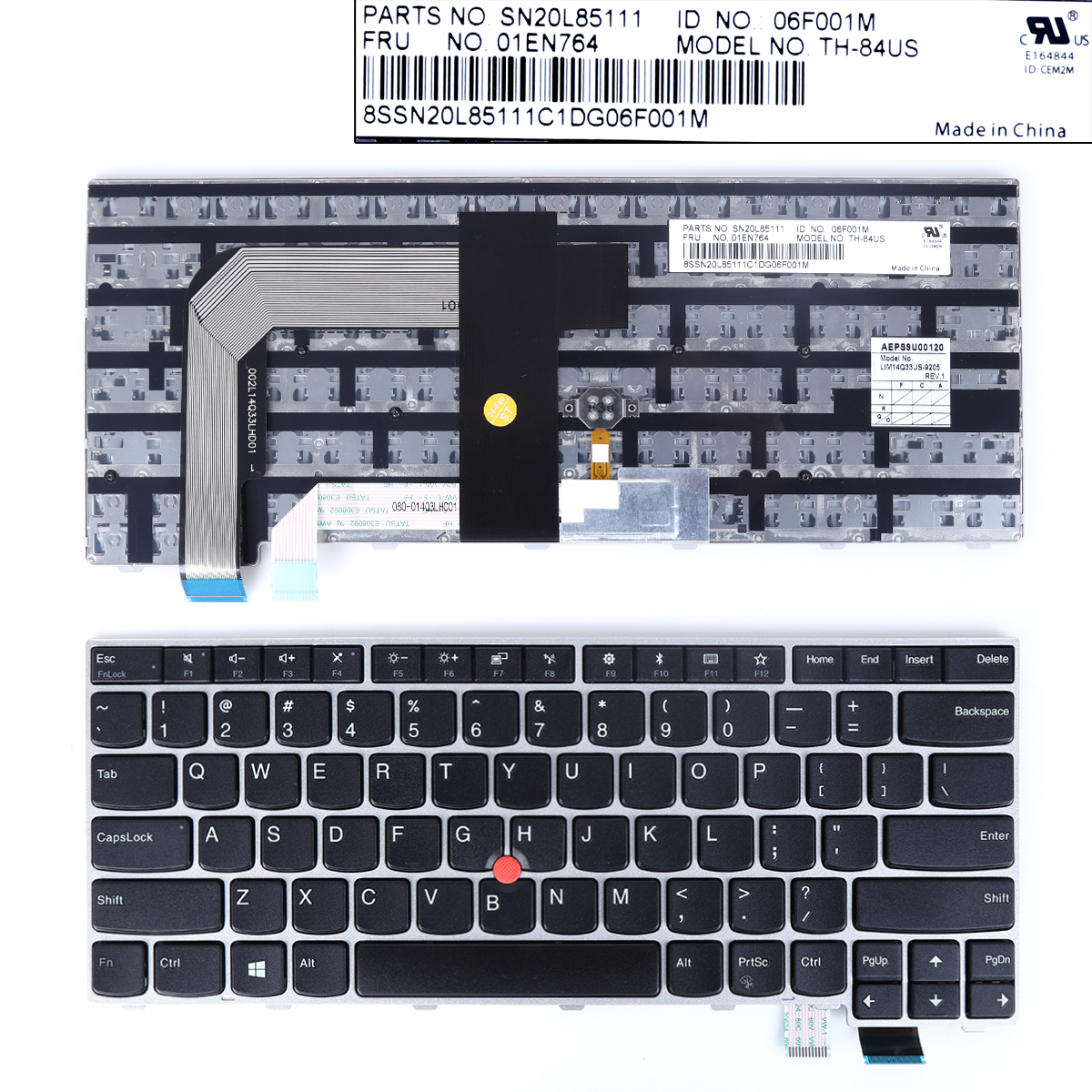 Picture of New Replacement Laptop Keyboard For ThinkPad T470S SILVER FRAME  ( with point For Win8)  US Layout