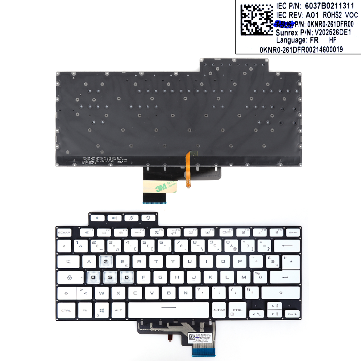 Picture of New Replacement Laptop Keyboard For ASUS TUF Air FX516 FX516P FX516PR FX516PM FA516 WHITE(backlit WIN8) FR Layout