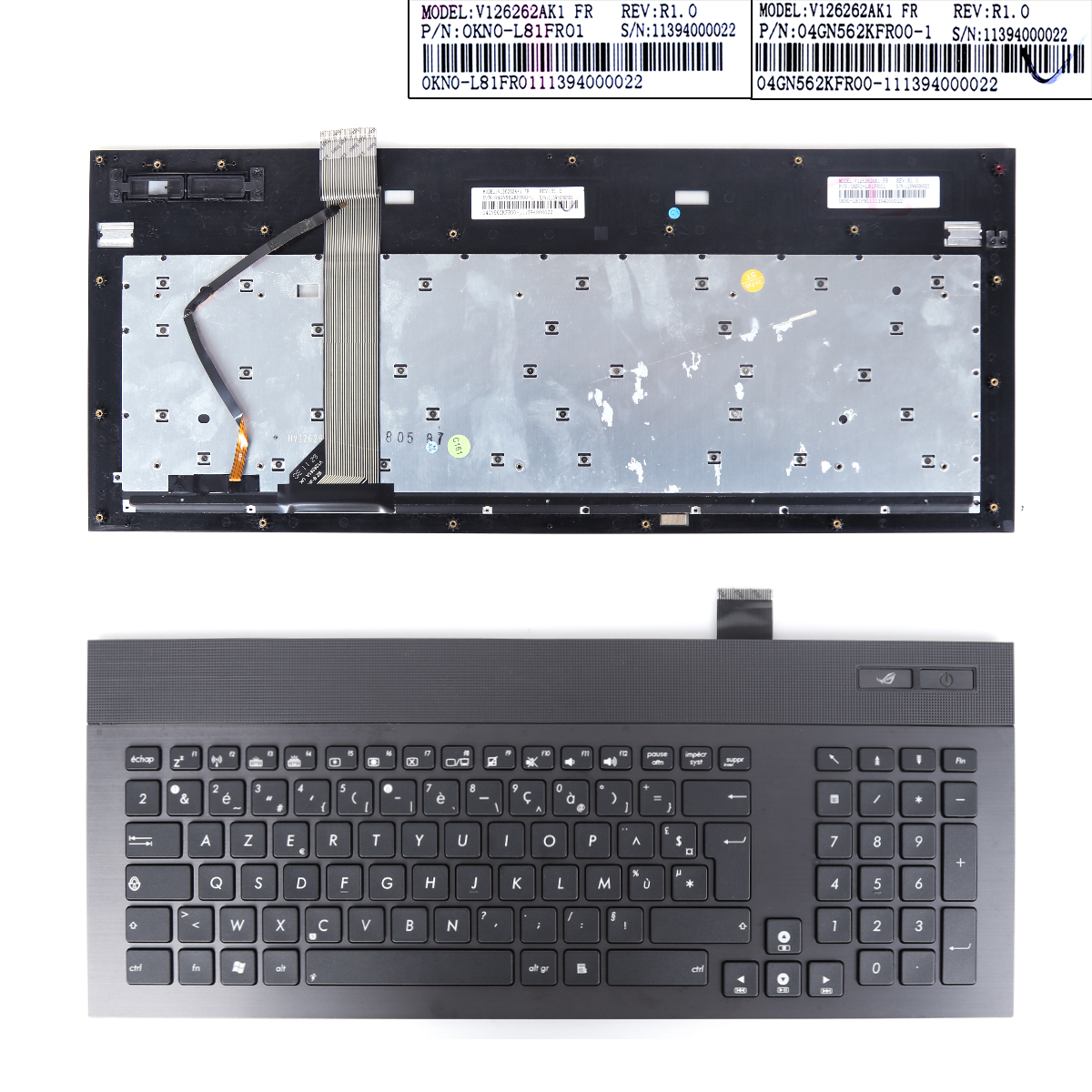 Picture of New Replacement Laptop Keyboard For ASUS G74 SILVER FRAME BLACK With Backlit Board FR Layout