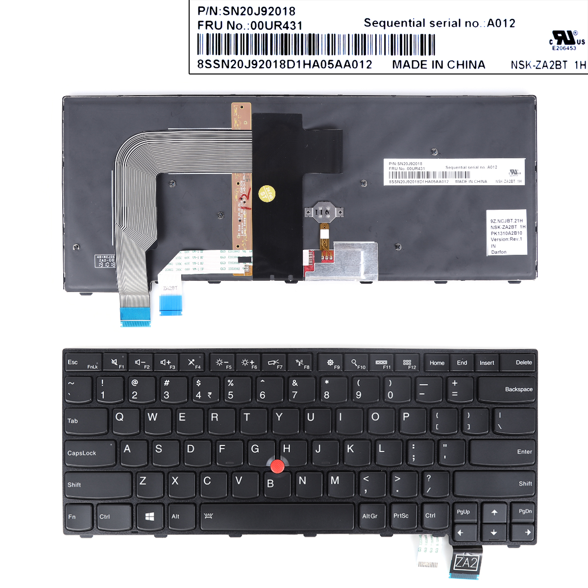 Picture of New Replacement Laptop Keyboard For Lenovo Thinkpad T460P BLACK FRAME BLACK (Backlit with point For Win8) US Layout