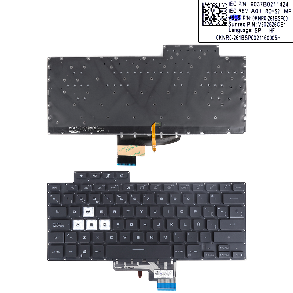 Picture of New Replacement Laptop Keyboard For ASUS TUF Air FX516 FX516P FX516PR FX516PM FA516 BLACK(backlit WIN8) SP Layout