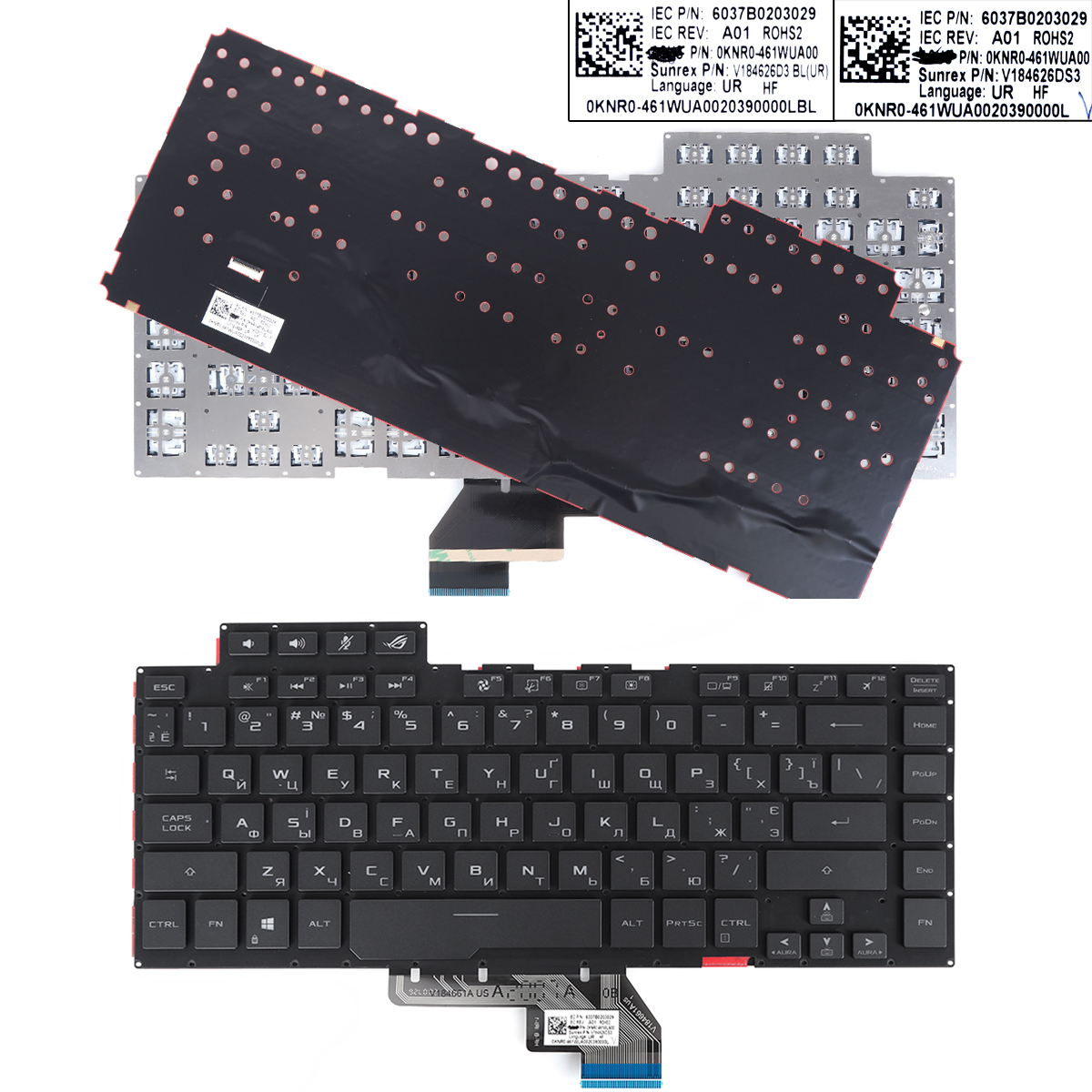 Picture of New Replacement Laptop Keyboard For ASUS ROG GU502LU GU502DU GU502LV GU502LW Black（Colorful backlight） RU Layout