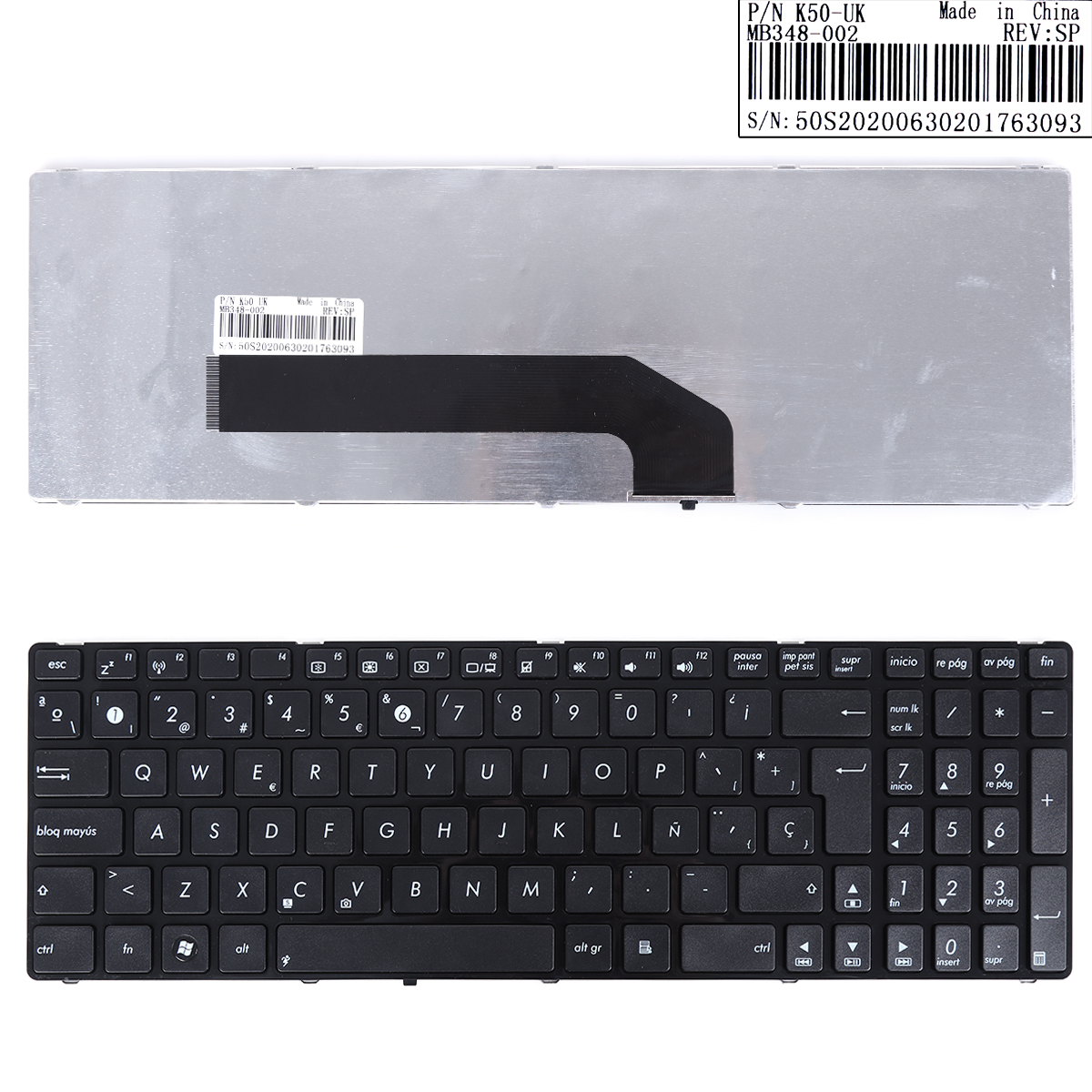 Picture of New Replacement Laptop Keyboard For ASUS K50 BLACK FRAME BLACK OEM SP Layout