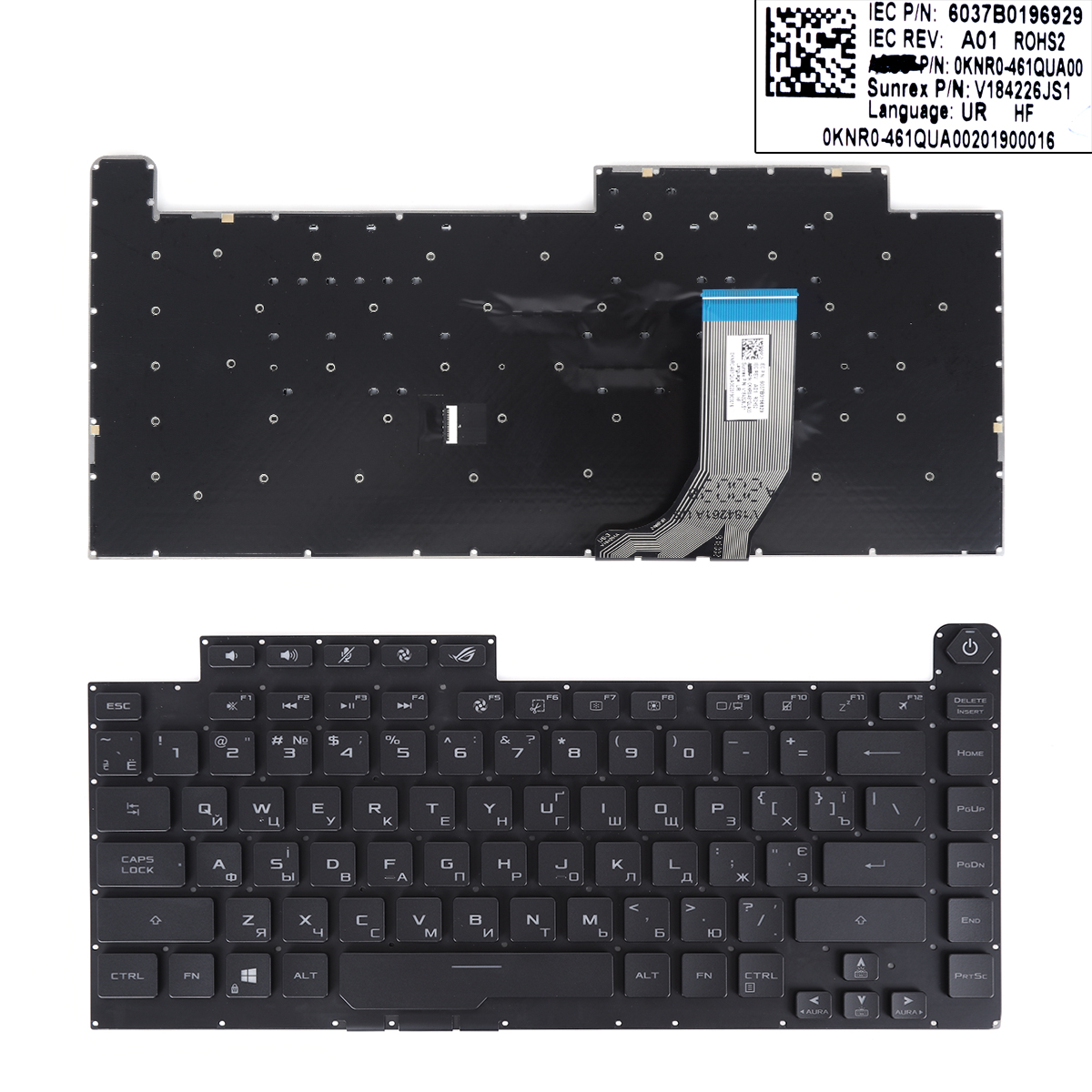 Picture of New Replacement Laptop Keyboard For ASUS ROG Strix G531 G531G G531GT G15 G512 G512LV G512LW Black （Colorful backlight） RU Layout