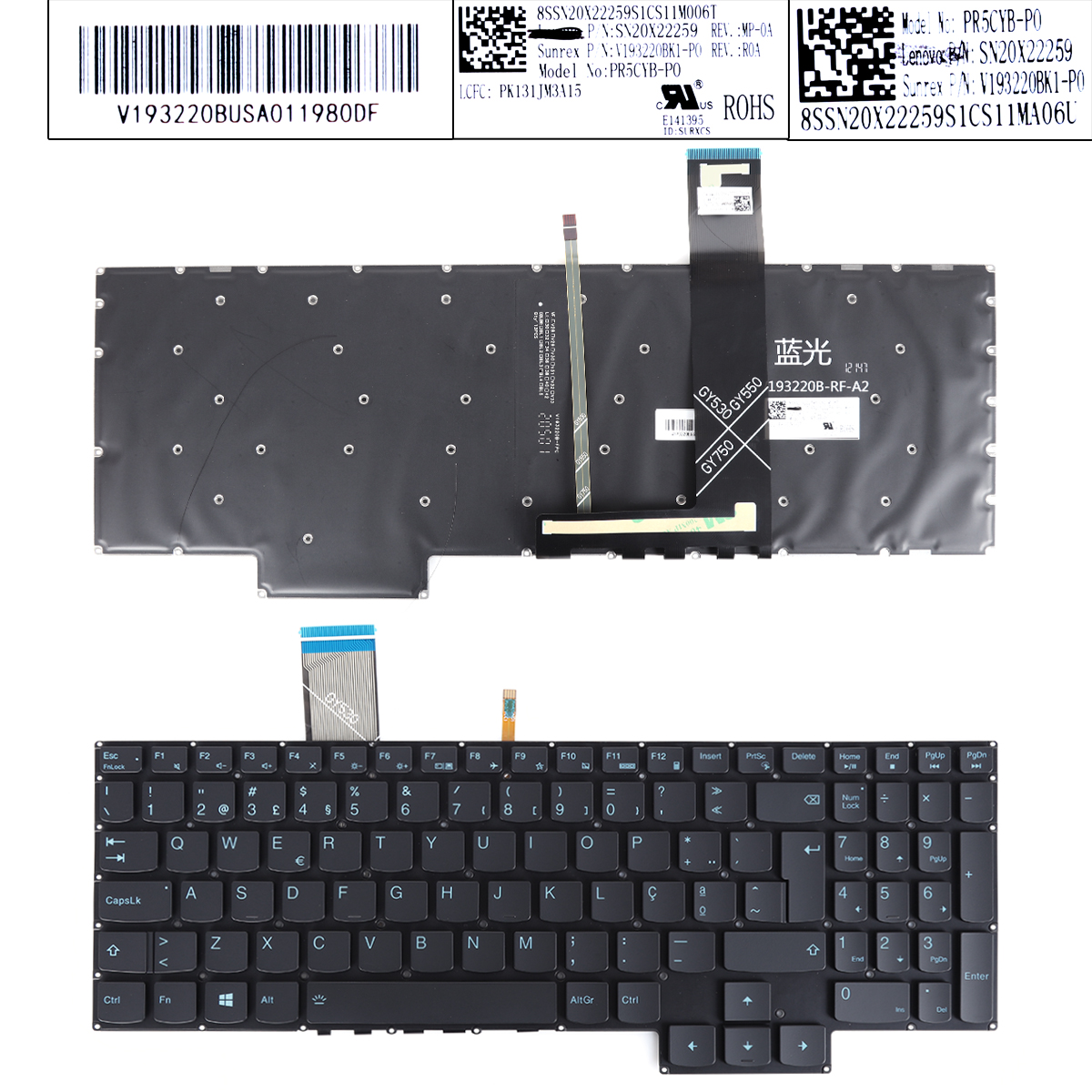 Picture of New Replacement Laptop Keyboard For lenovo Ideapad GAMING 3 15IMH05-Y7000-2021（blue printing backlit） PO Layout