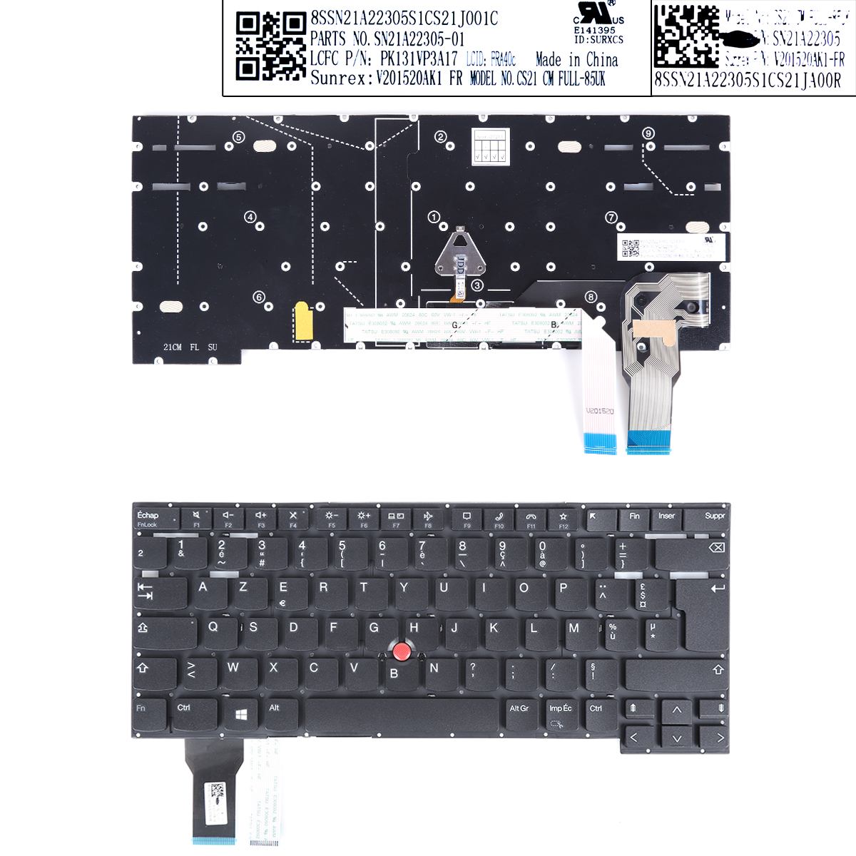 Picture of New Replacement Laptop Keyboard For Thinkpad X1 Carbon Gen 9（with point ） FR Layout