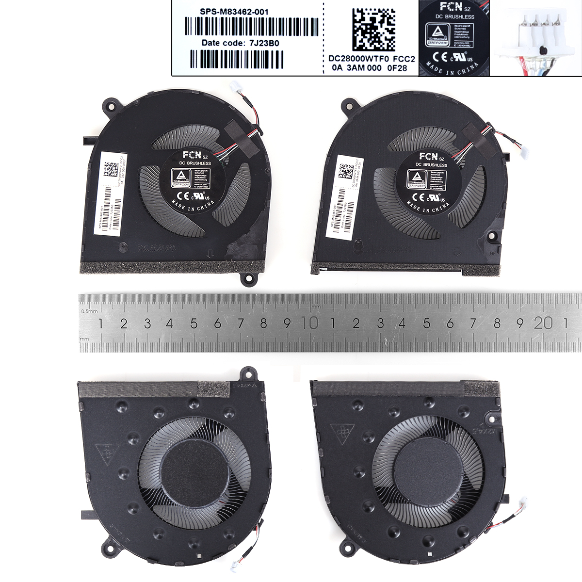 Picture of New Replacement CPU Cooling Fan For HP Spectre x360 16 INCH 2-IN-1 16-F 16T-F（L+R,ORG） M83462-001 Layout