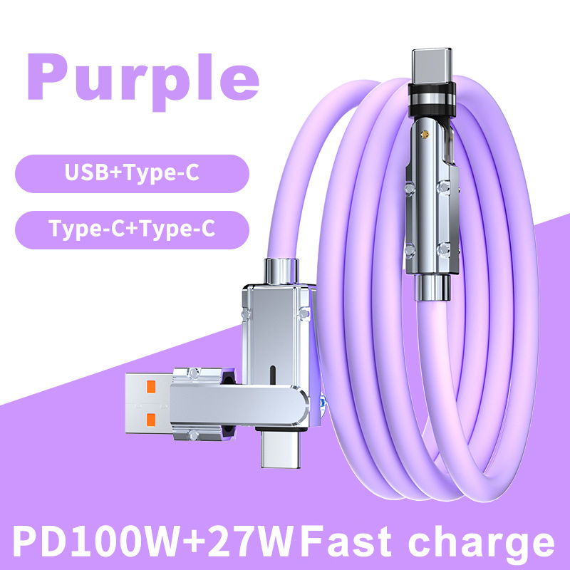Picture of Universal 540 degrees rotating zinc alloy + soft silicone material TYEP-C fast charge data cable 2-in-1 charging for Huawei Apple Xiaomi