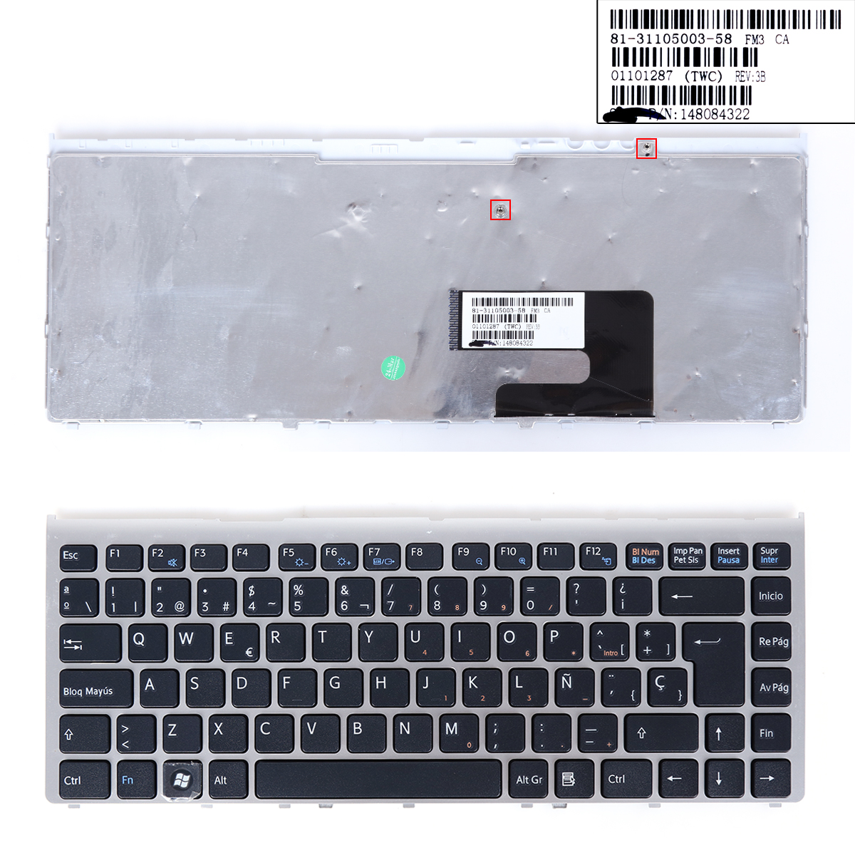 Picture of New Replacement Laptop Keyboard For SONY VGN-FW SILVER FRAME BLACK (OEM) SP Layout