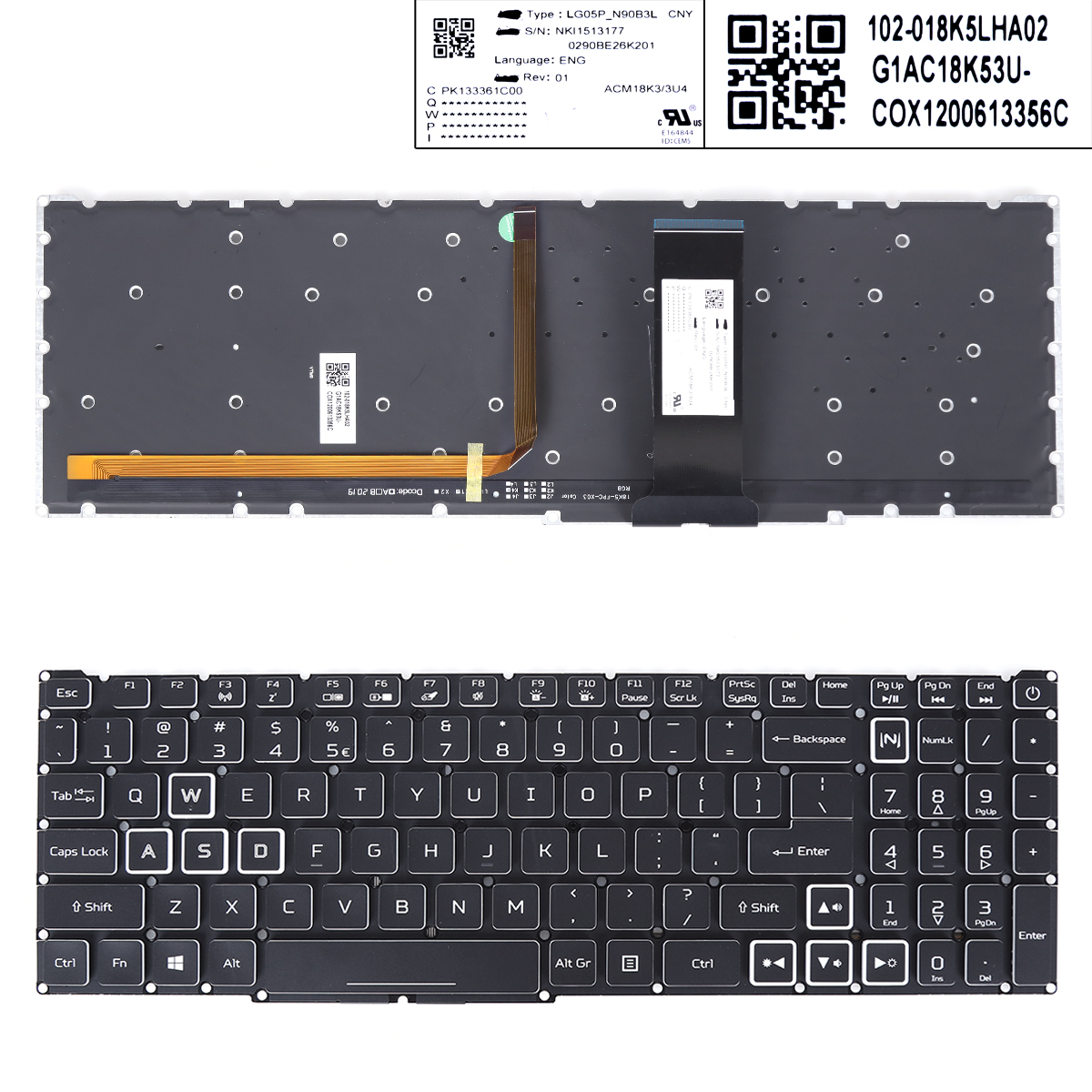 Picture of New Replacement Laptop Keyboard For Acer Predator Helios 300 PH315-52 PH315-53 PH317-53 BLACK(Colorful backlight WIN8) US Layout