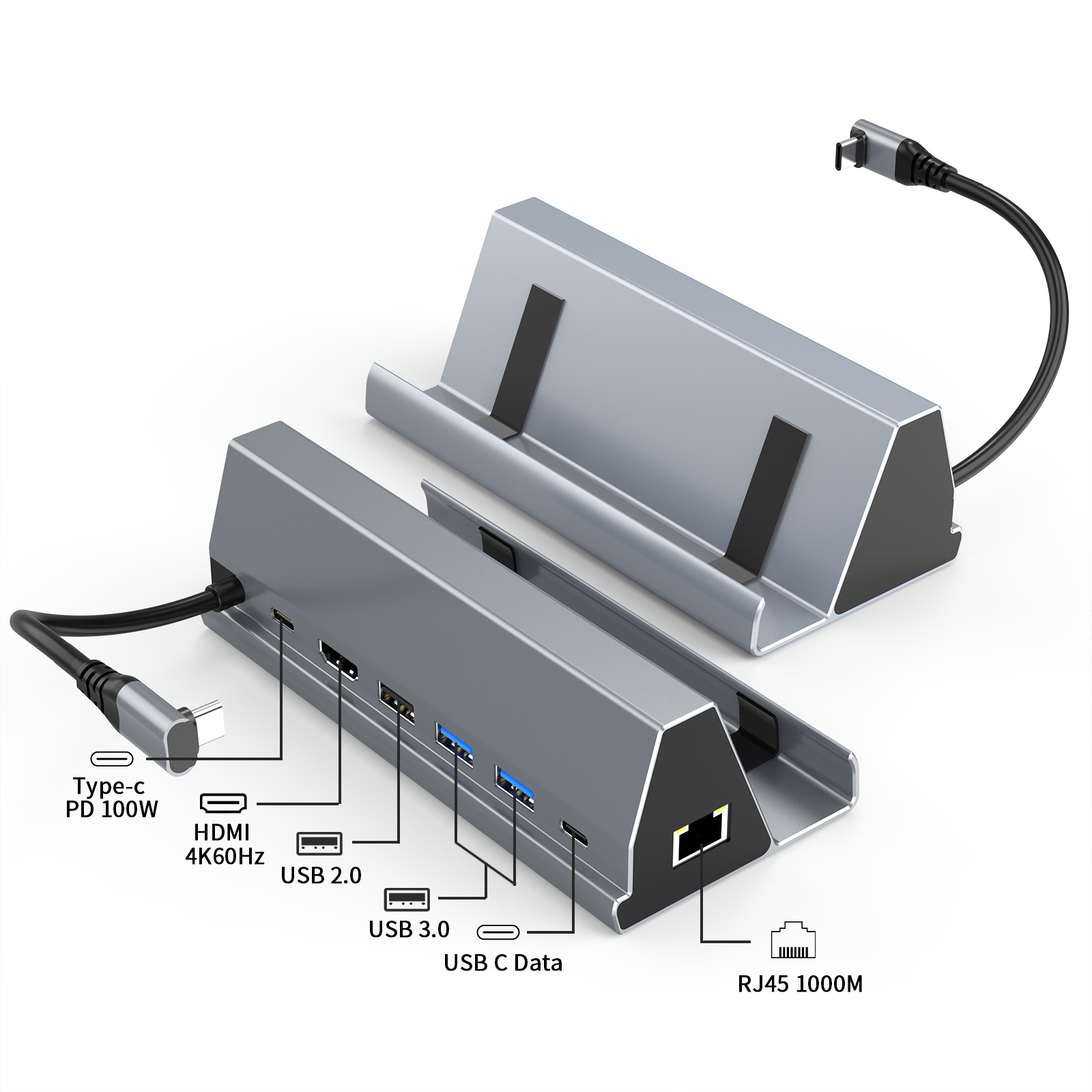 Picture of 7 in 1 usb c hub type c hub Type-C to PD 100W HD-MI USB3.0*2 USB2.0 USB-C RJ45 1000M