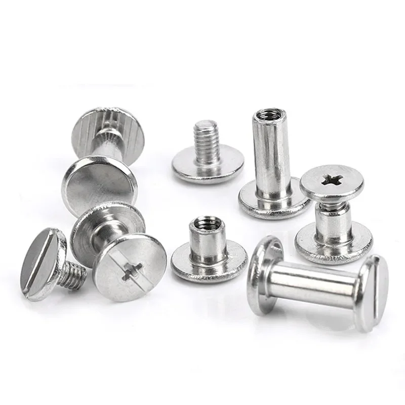 Picture of 10sets Stainless Steel Binding Chicago Screws M3 Studs Rivets Slotted Belt ScrewS for DIY Photo Album Desk Menu Fasteners