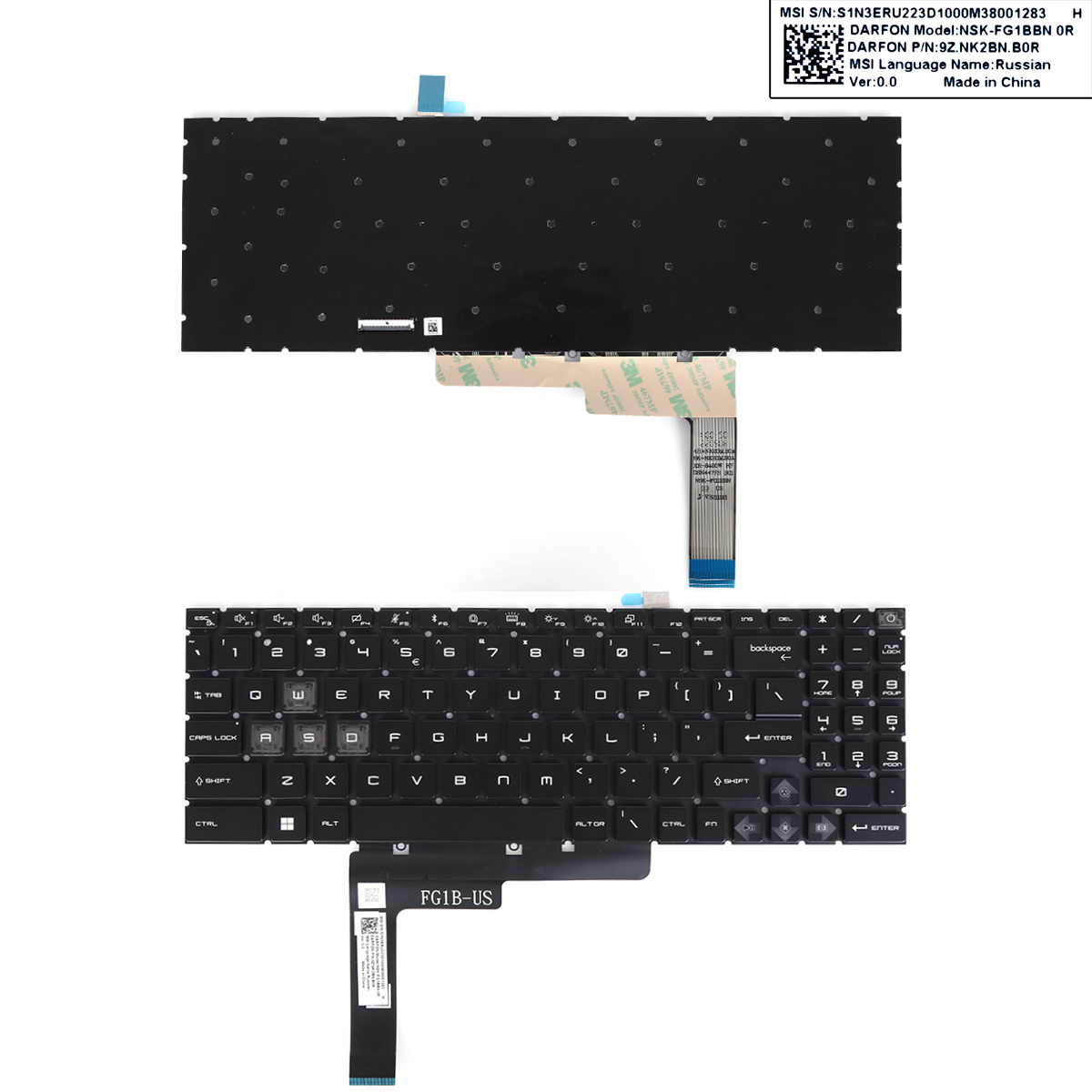Picture of New Replacement Laptop Keyboard For MSI Sword 15 MS-1584 MS-17L1 MS-17L2 MS-17L4 MS-17L3 MS-158K GL66 BLACK（RGB WIN8) US Layout