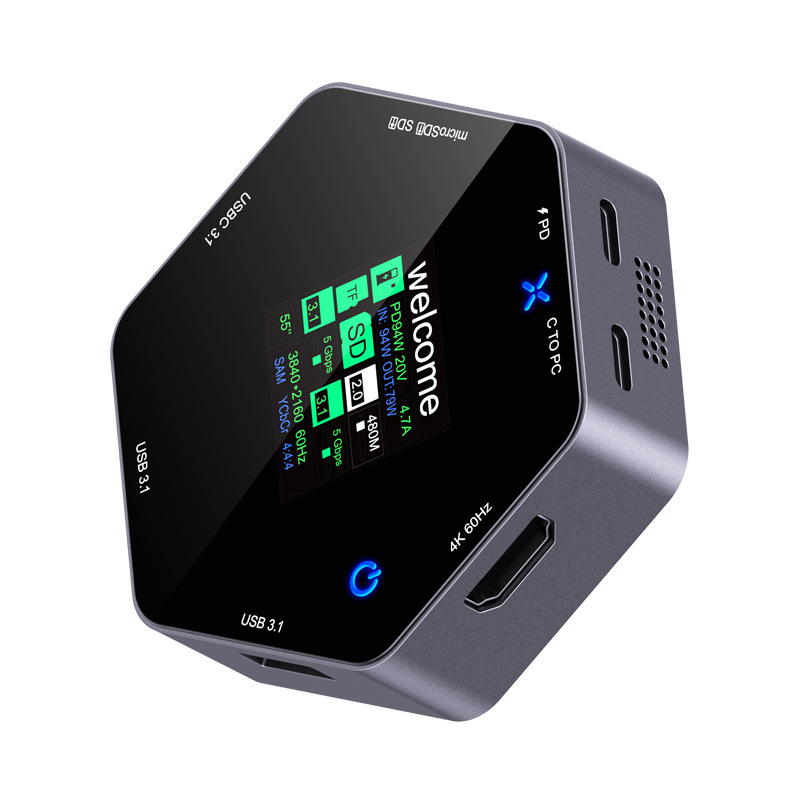 Picture of Intelligent display dock type-c 4K 60hz hdmi 8-in-1 multi-port cable divider PD charging USB expander