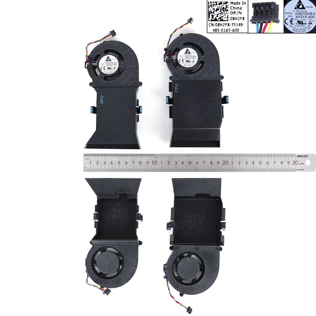 Picture of New Replacement CPU Cooling Fan For DELL ALWAR-2508 Desktop host CPU+GPU  6XNNH XH2YX. 6XNNH XH2YX Layout