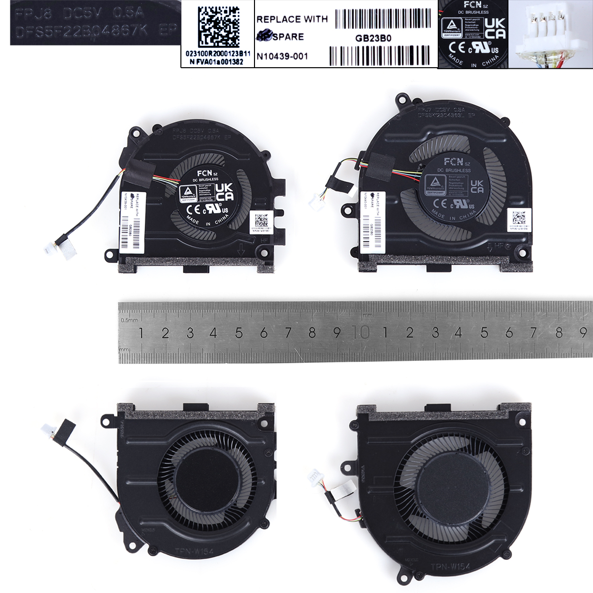 Picture of New Replacement CPU Cooling Fan For HP Pro 14-EH TPN-W154（L+R,ORG） N10439-001 N10440-001 Layout