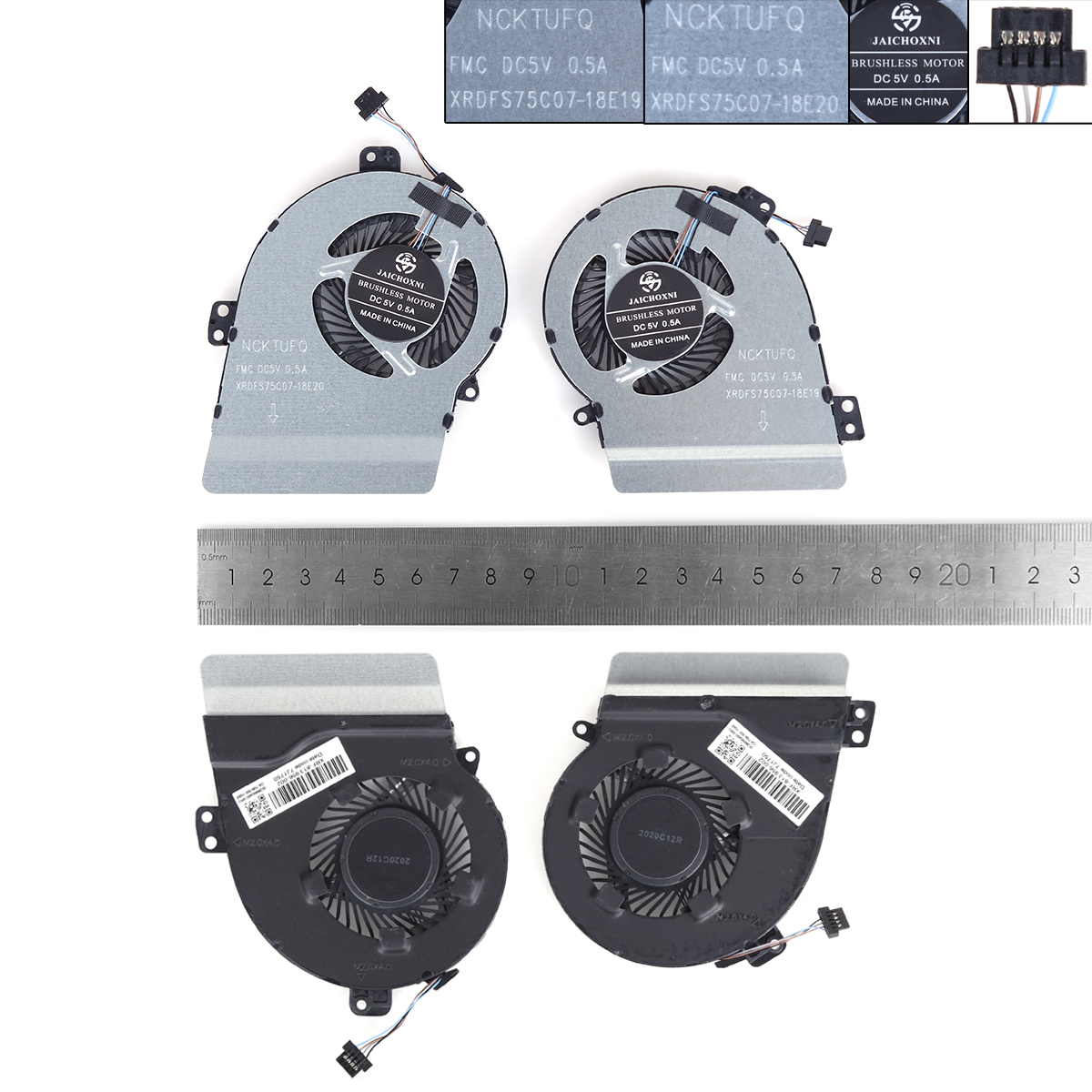 Picture of New Replacement CPU Cooling Fan For HP TPN-Q208 15-CS（L+R,High copy version 2） L40619-001 L40620-001 Layout