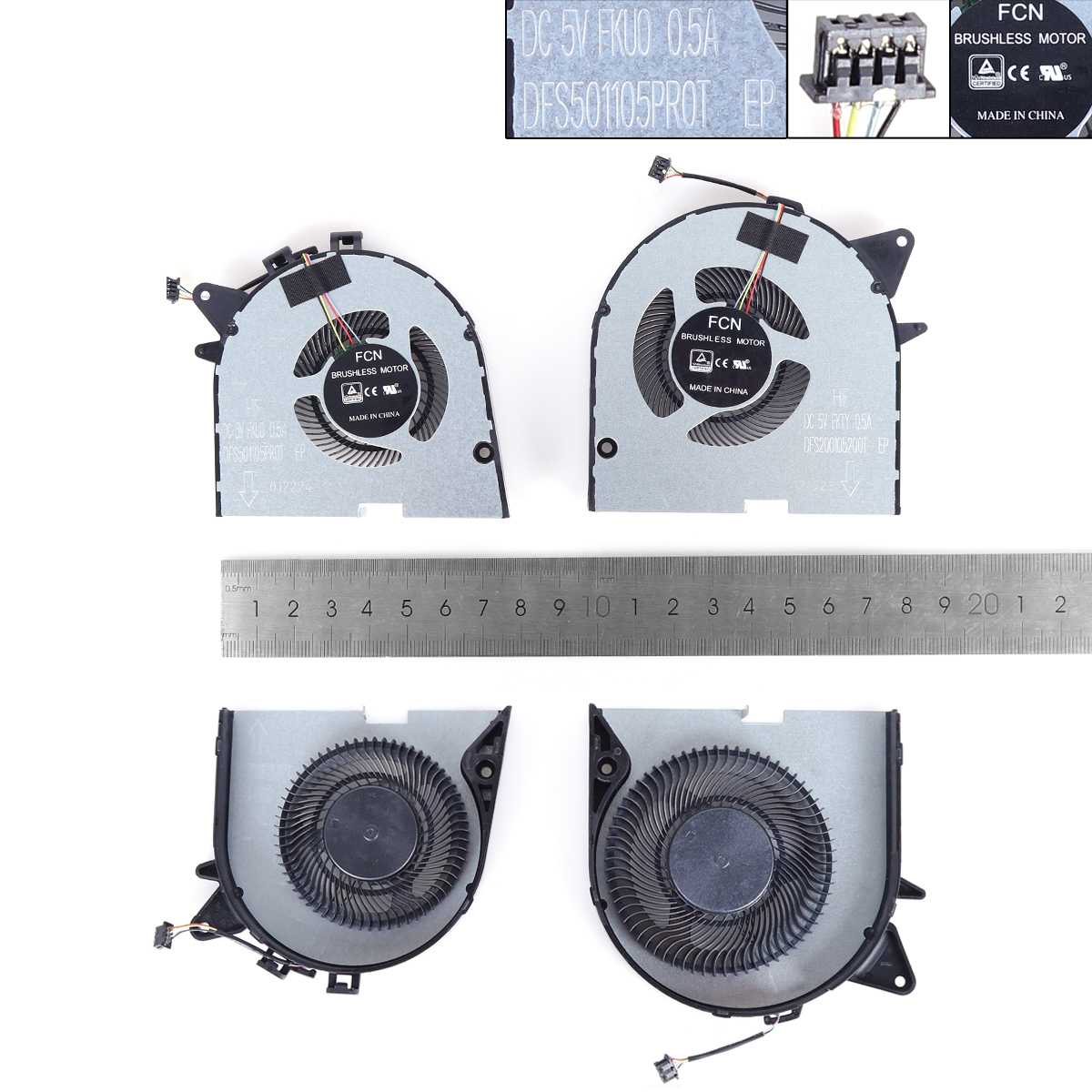Picture of New Replacement CPU Cooling Fan For LENOVO Y530P Y540P Y7000P 2019 5V without cover（L+R,ORG） N/A Layout
