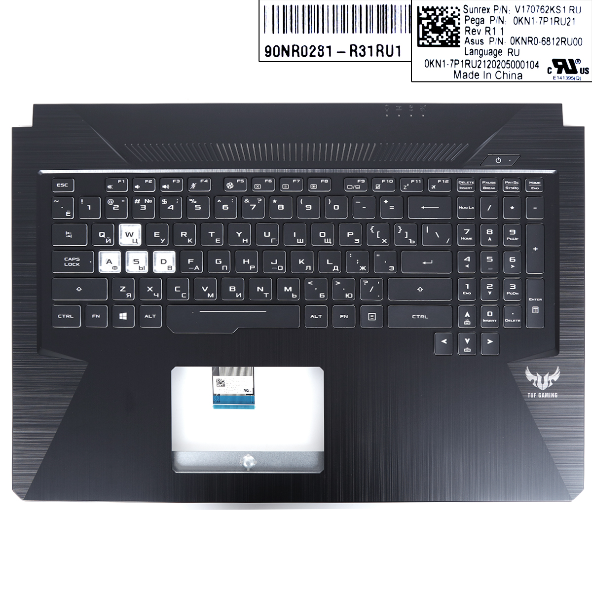 Picture of New Replacement Laptop Cover For ASUS FX705DU-1A Upper Case Palmrest with RU Keyboard（3F SUNREX BLACK/RGB/PEGA/9C-N18RK00W0)