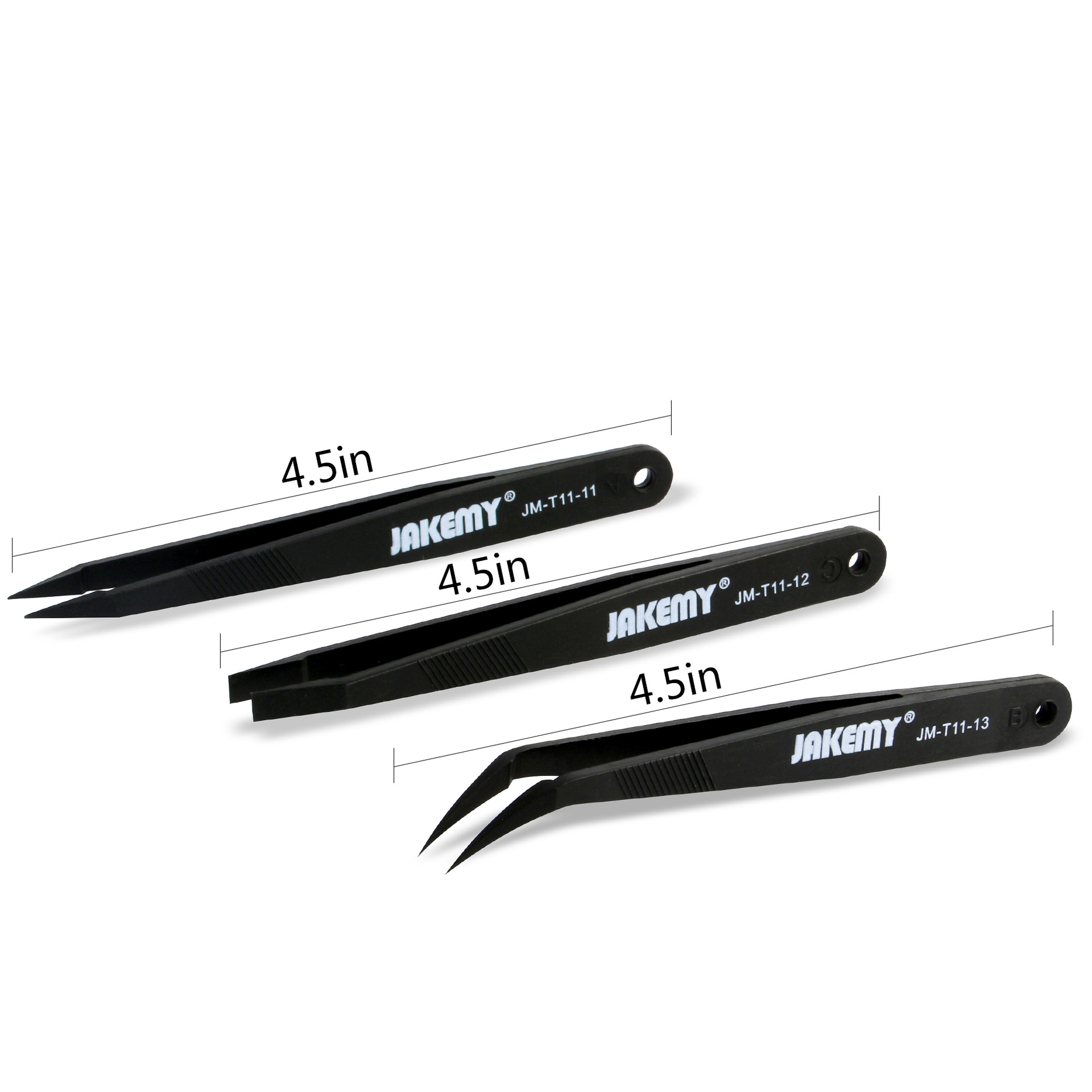 Picture of JM-T11 Anti-static glass fiber tweezers repair tool set straight tweezers curved tweezers