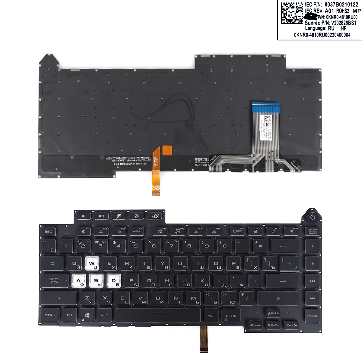 Picture of New Replacement Laptop Keyboard For ASUS G513 black（Backlit Win8）WASD is white RU Layout