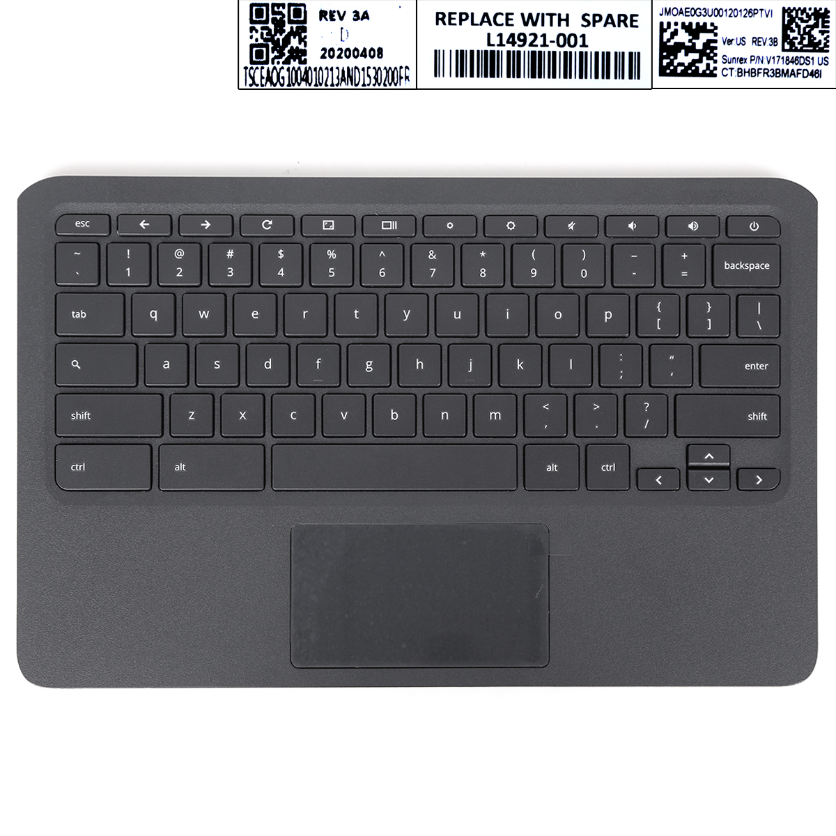Picture of New Replacement Laptop Cover For HP Chromebook 11 G6 EE palmres with US Keyboard case Upper cover BLACK （with touchpad）