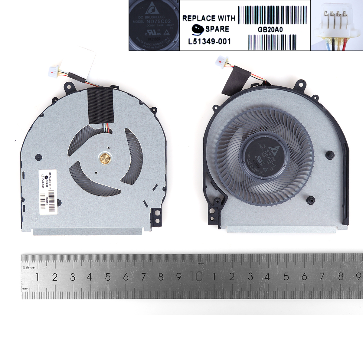 Picture of New Replacement CPU Cooling Fan For HP 14-dh1036tx 14m-dh tpn-w139 （Original,without cover） N/A Layout