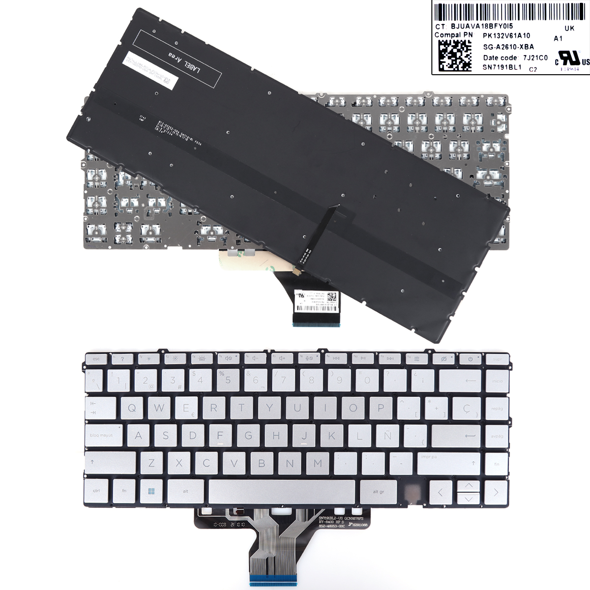 Picture of New Replacement Laptop Keyboard For HP Envy X360 13-AY 13-BA 13T-BA 13-BD TPN-C147 C145 SILVER(backlit WIN8) SP Layout
