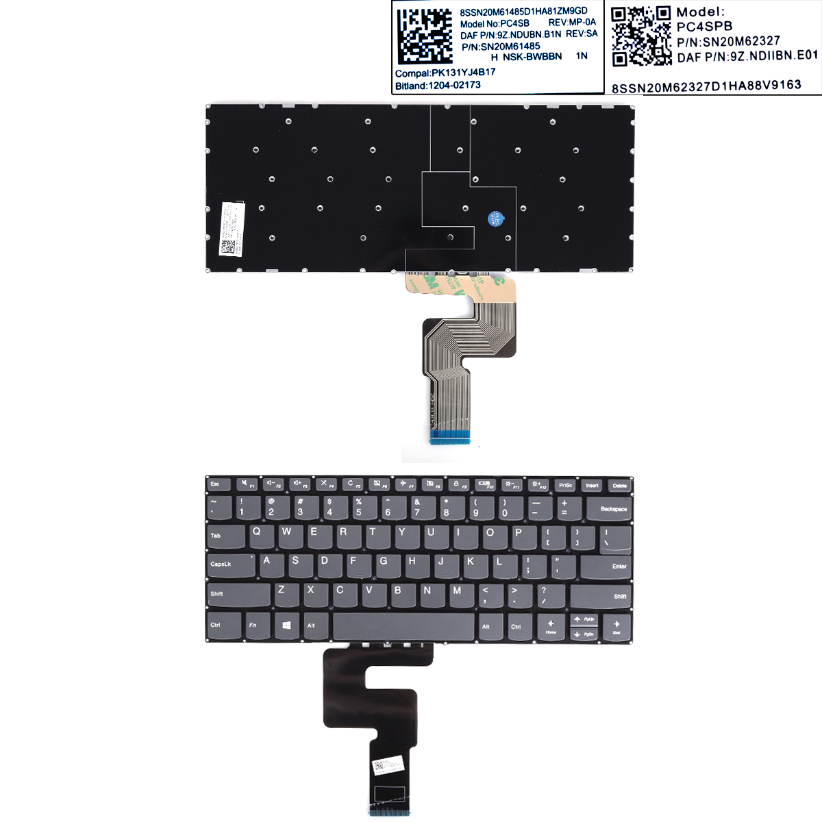 Picture of New Replacement Laptop Keyboard For  Lenovo V14-ADA V14-ARE V14-IGL V14-IIL V14-IKB V14-IWL GRAY (Without FRAME and Backlit,OEM） US Layout