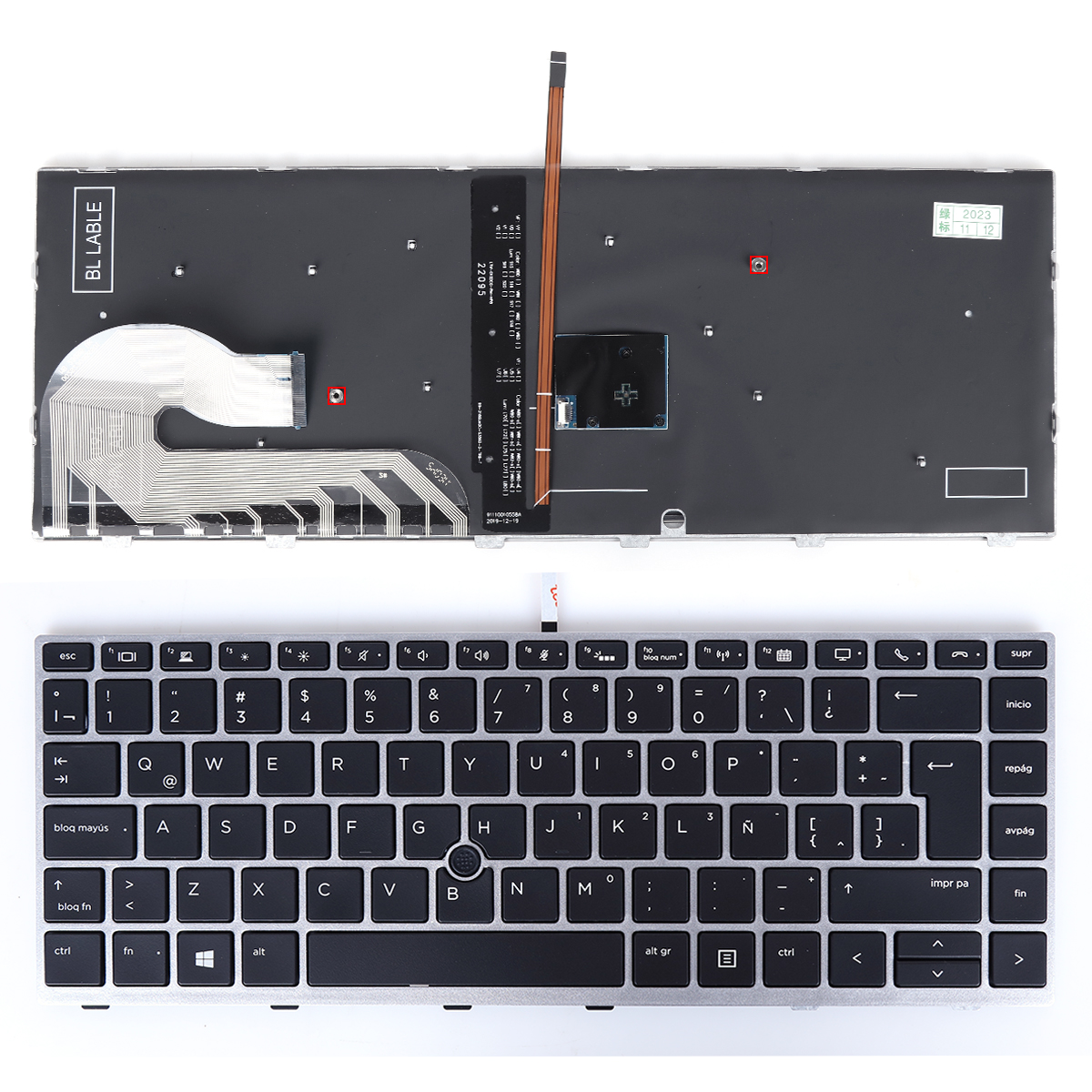 Picture of New Replacement Laptop Keyboard For HP EliteBook 840 G5 846 G5 840 G6 SILVER FRAME BLACK （Backlit ，With Point Stick,Win8）OEM LA Layout