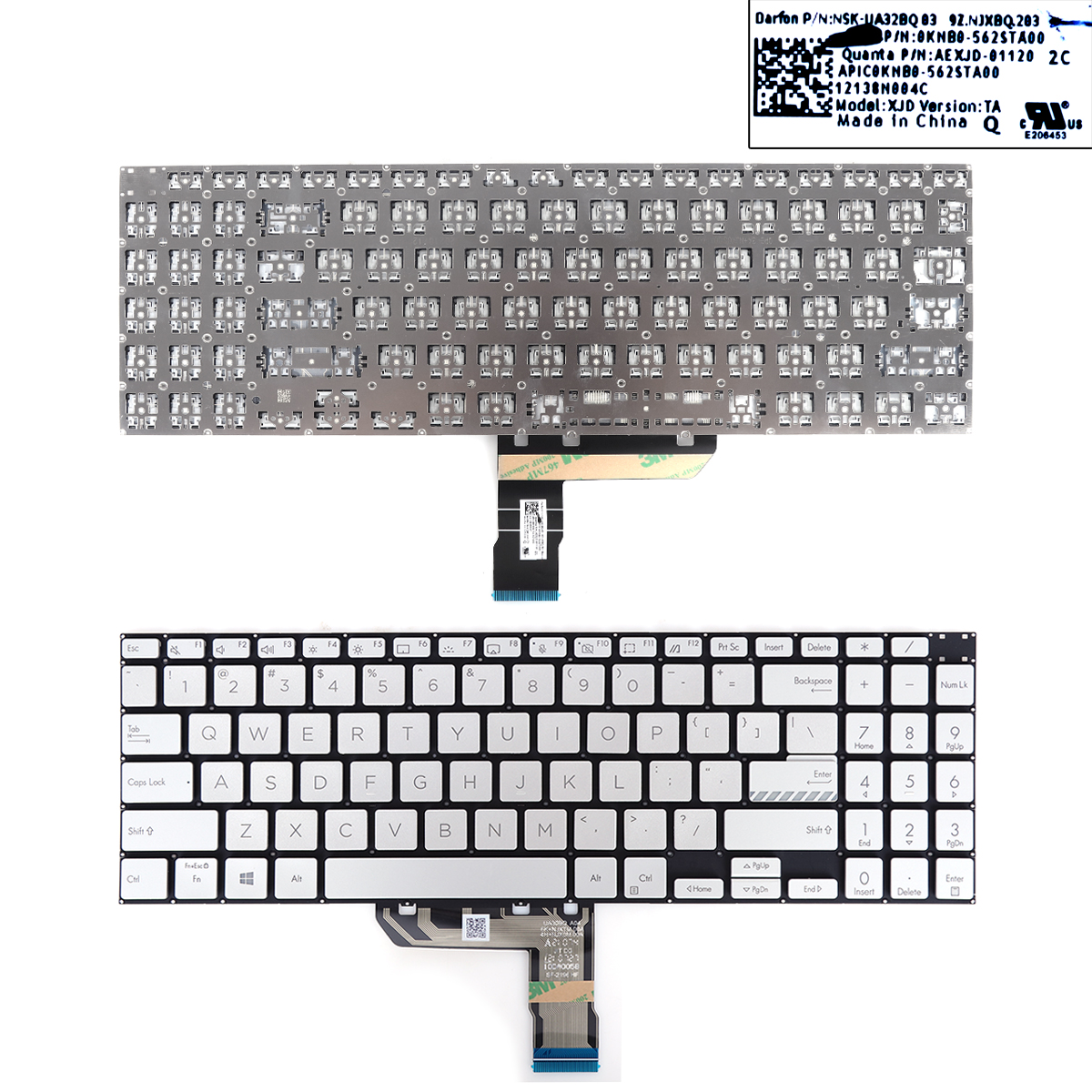 Picture of New Replacement Laptop Keyboard For ASUS Pro 16X M7600 M6500 M6500Q K3500 K3500P X3500 X3500PH Silver（OEM） US Layout