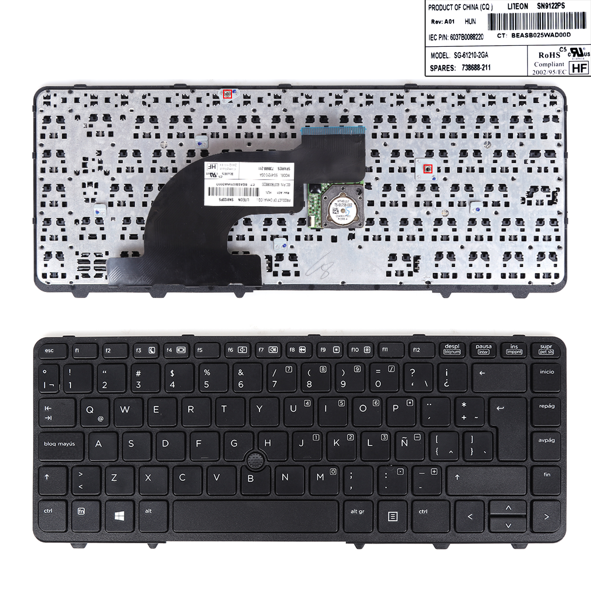 Picture of New Replacement Laptop Keyboard For HP PROBOOK 640 G1 645 G1 BLACK FRAME BLACK (With Point stick,WIN8) LA Layout
