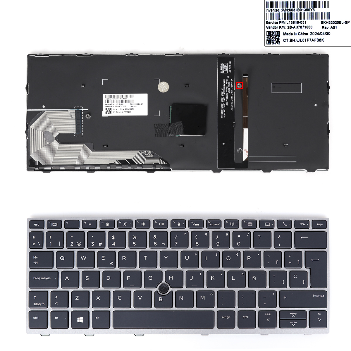 Picture of New Replacement Laptop Keyboard For HP  830G5 830G6 735G3 836G5 730G5 730G6 backlight, silver frame with black keys SP Layout