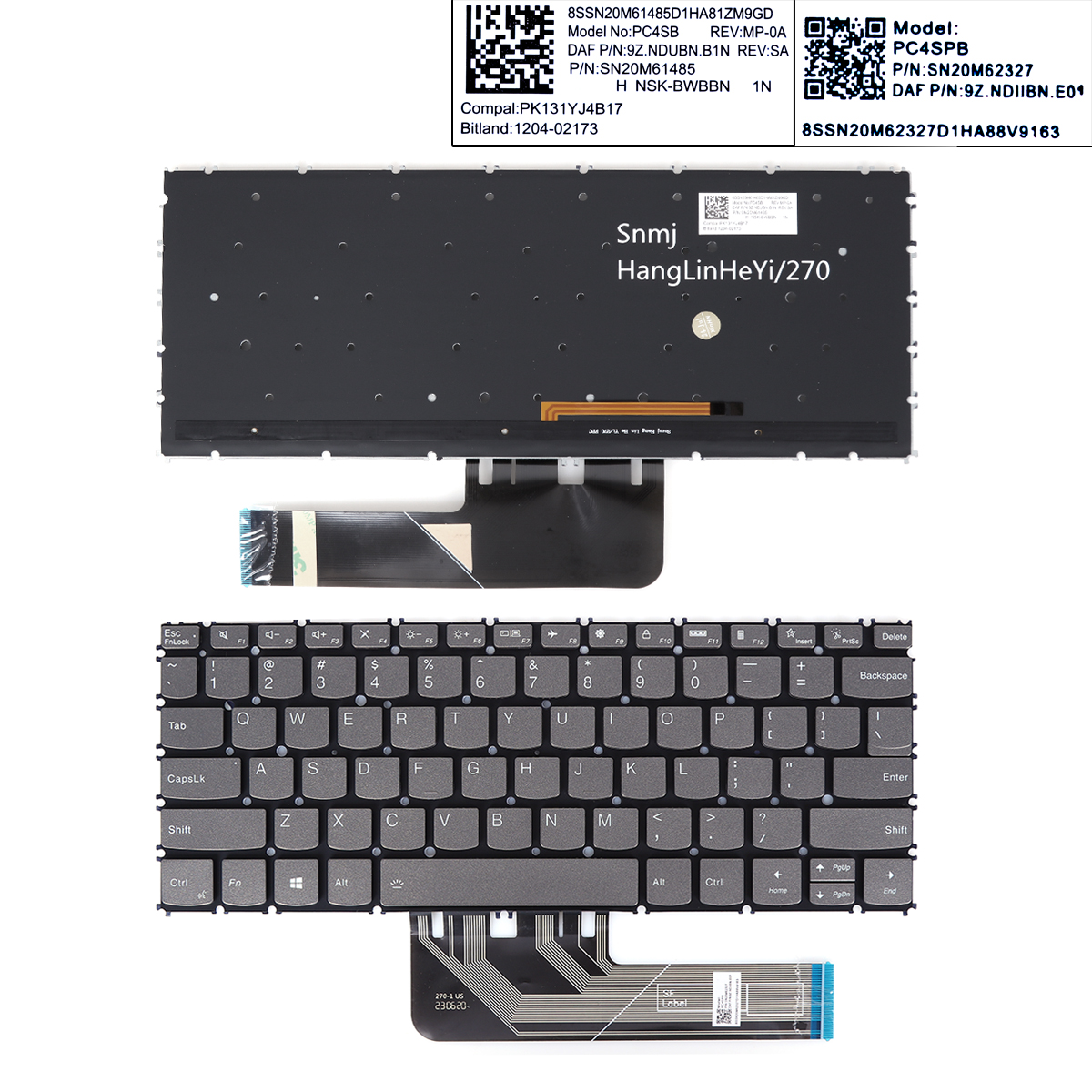 Picture of New Replacement Laptop Keyboard For Lenovo ThinkBook 13s G2 ARE 13s G2 ITL 13s G3 ACN Backlit，Grey（OEM） US Layout