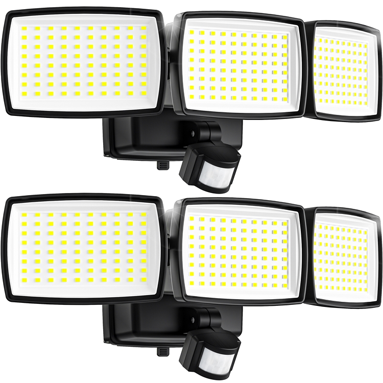 JY2318 AIXPI 2 packs Battery-powered motion sensor security lights, 1000LM dusk to dawn 240 LED wireless floodlights, 3 reversible, IP65 waterproof ou