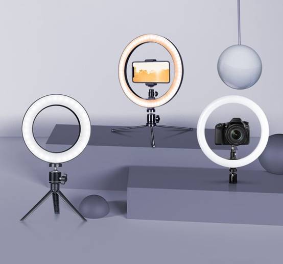 AIXPI 10 Inch Desktop Ring Light with Tripod Stand & Phone Holder