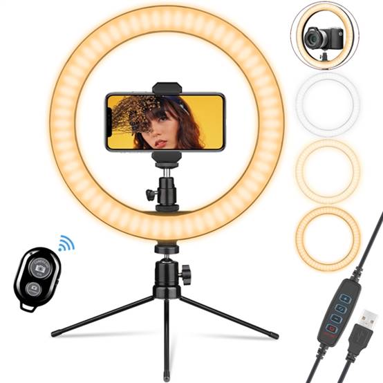 AIXPI 10 Inch Desktop Ring Light with Tripod Stand & Phone Holder AIXPI 10 Inch Desktop Ring Light with Tripod Stand & Phone Holder