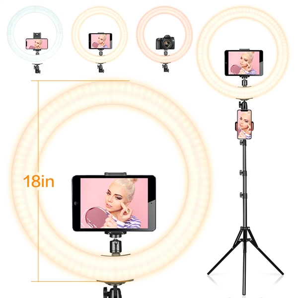 AIXPI 18 Inch Dimmable Ring Light with Tripod Stand AIXPI 18 Inch Dimmable Ring Light with Tripod Stand