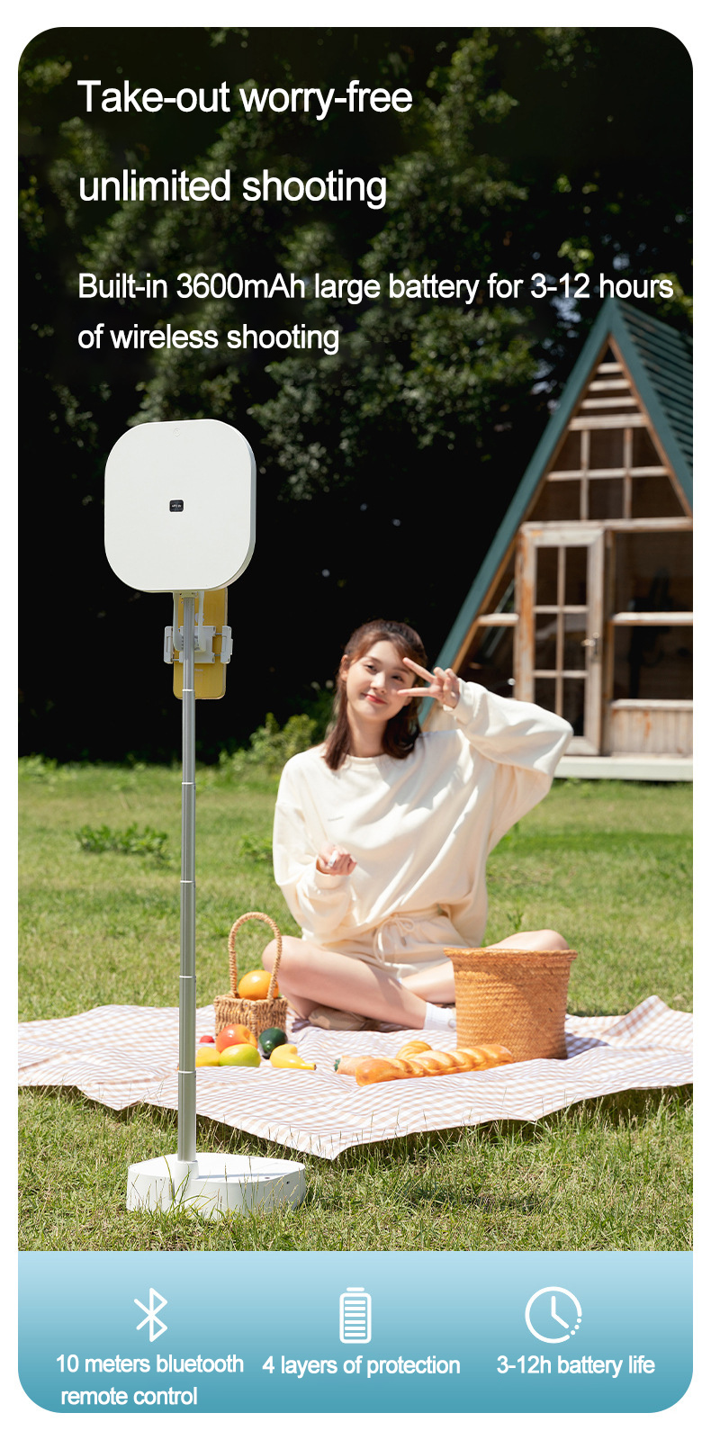 AIXPI Dual camera livestream bluetooth fill light bracket