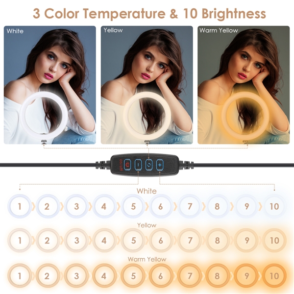  AIXPI 10-Inch LED Ring Light with Dimmable 3 Light Modes for professional Makeup 