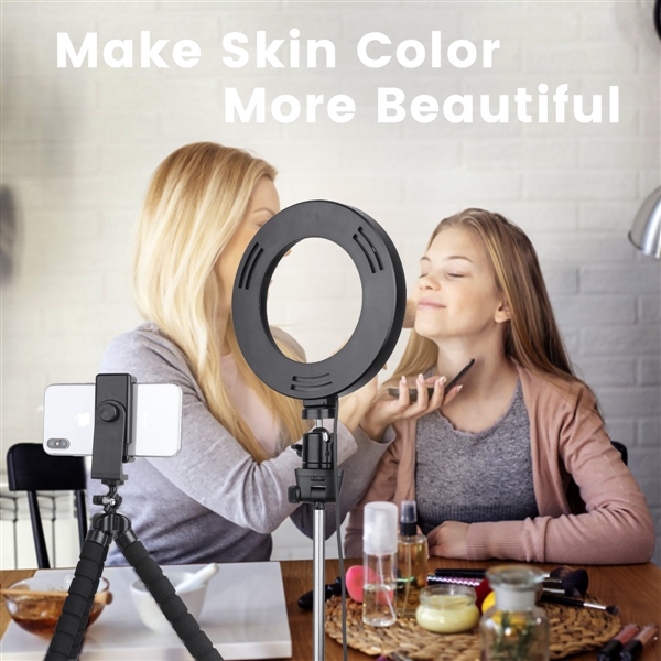 6 Inch Selfie Ring Light with Tripod Stand & Phone Holder & Selfie Stick for Live Stream/Photography/Makeup