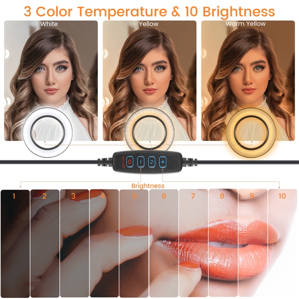 6 Inch Selfie Ring Light with Tripod Stand & Phone Holder & Selfie Stick for Live Stream/Photography/Makeup