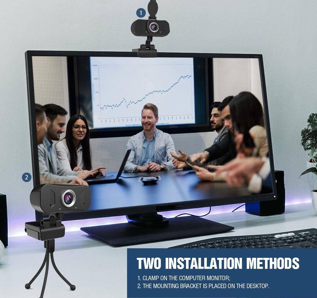 1080P Webcam 360°Rotation with Stand Dual Built In Microphone USB Plug and Play for Desktop Laptop Video Digital Webcam 1080P Webcam 360°Rotation with Stand Dual Built In Microphone USB Plug and Play for Desktop Laptop Video Digital Webcam