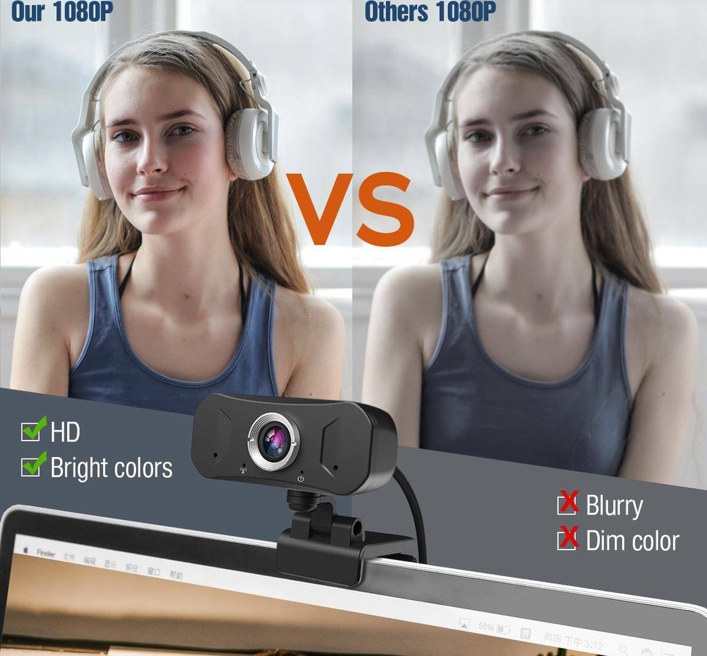 1080P Webcam 360°Rotation with Stand Dual Built In Microphone USB Plug and Play for Desktop Laptop Video Digital Webcam 1080P Webcam 360°Rotation with Stand Dual Built In Microphone USB Plug and Play for Desktop Laptop Video Digital Webcam