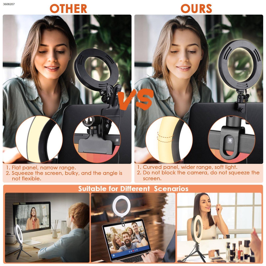 AIXPI 6inch Clip On Laptop Onling Teaching Ring Light Selfie USB Cable Ring Lamp with Tripod Portable Desktop LED Lights Ring Lamp AIXPI 6inch Clip On Laptop Onling Teaching Ring Light Selfie USB Cable Ring Lamp with Tripod Portable Desktop LED Lights Ring Lamp
