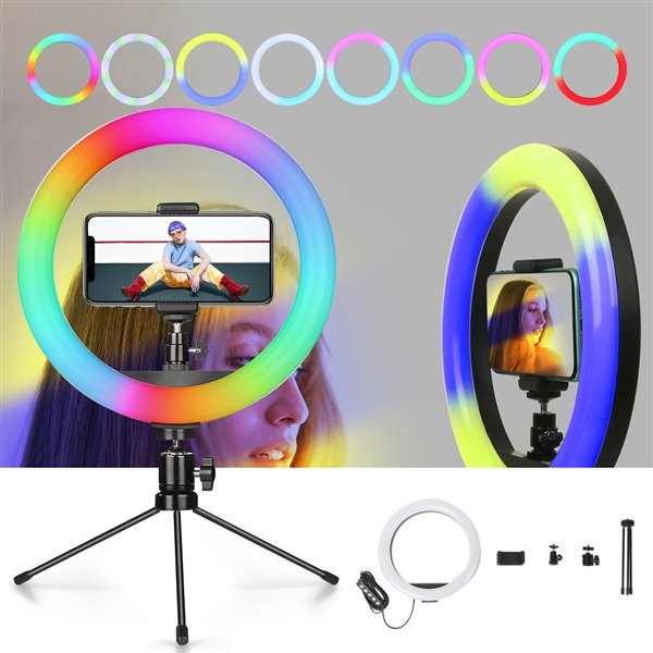 Picture of 10 Inch 6 Stable Dazzle RGB Ring Lights with Tripod Stand & Cell Phone Holder