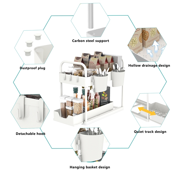 Picture of Bathroom Sink Shelf Organizer Under Kitchen Storage with Sliding Drawer