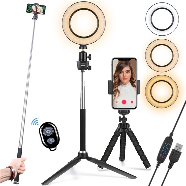 6 inch ring light with selfie stick